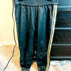 SPRWMN Striped Stretch-leather Track Pants